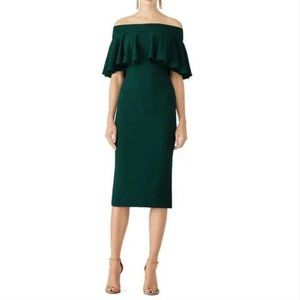Dress the Population Maggie Emerald Off Shoulder Ruffle Dress